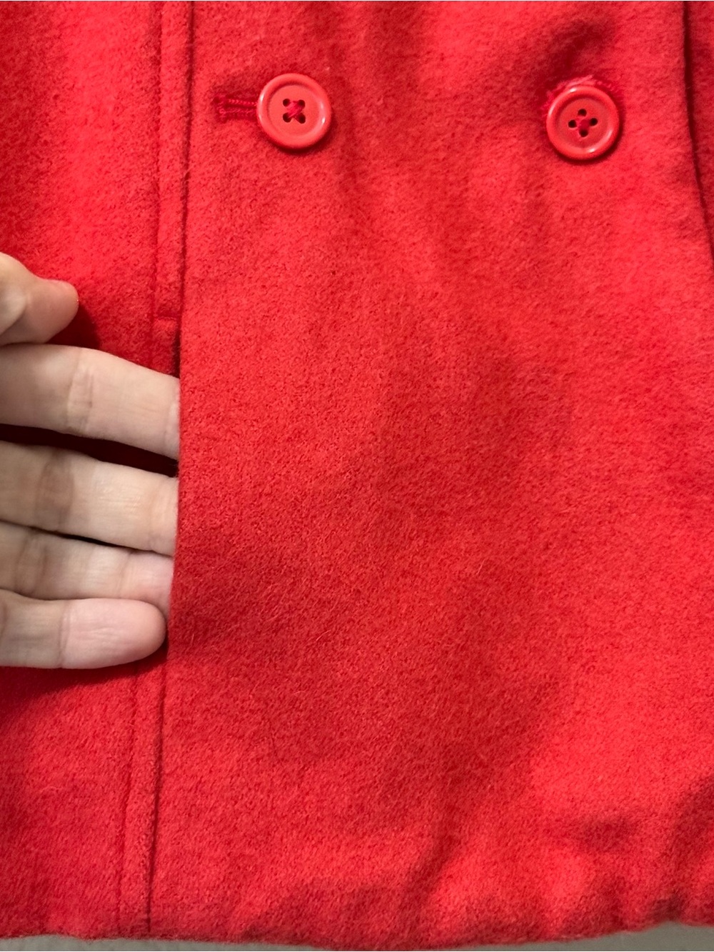 JANIE & JACK | Baby Girl Red Double-Breasted Wool Blend Peacoat 12-24 mths - Picture 7 of 16